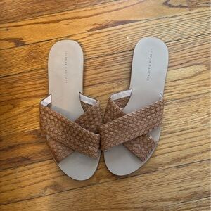 Loeffler Randall Brown Woven Slide Sandals